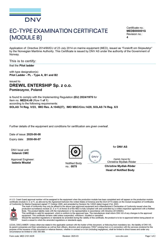 Certificat pilot ladder